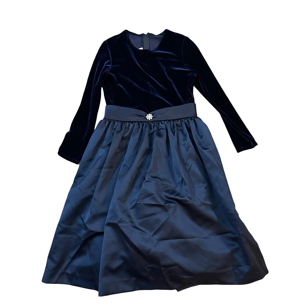 Jessica McClintock Girls Vintage Dress Size 14 Black Blue Formal Communion